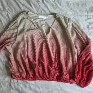 Astr The Label Faux-Wrap Raspberry Ombre Shimmer Top Plus 2X